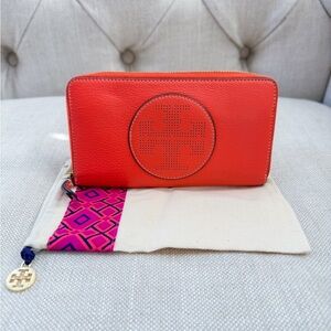 Tory Burch Orange Leather Wallet